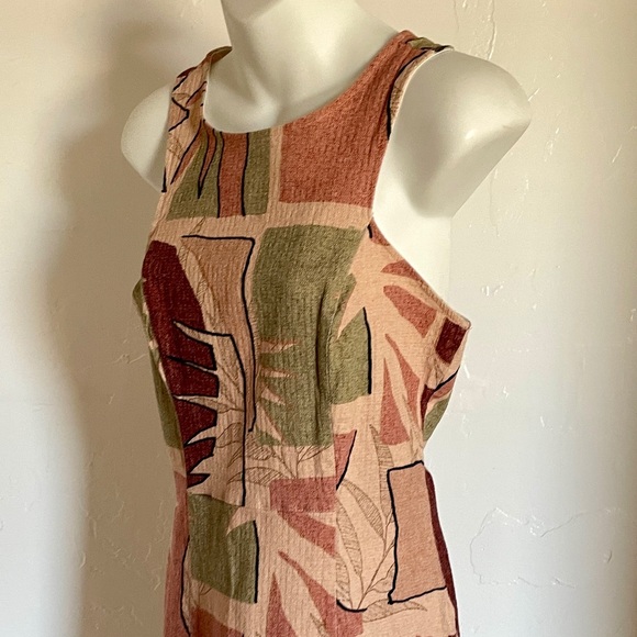 PITANGA Tropical Linen Blend Palms Print Resort DRESS Made in BRAZIL Size Medium - Picture 8 of 14